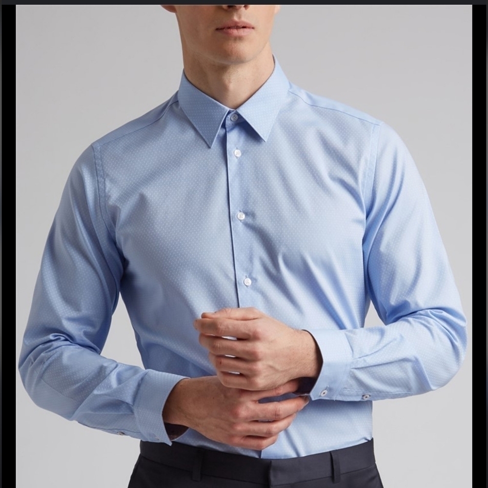 Ted Baker Endurance Men's Light Blue Long Sleeve Dress Shirt